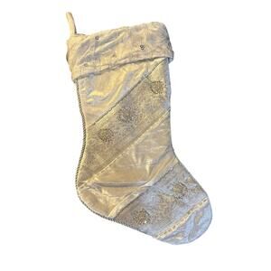 Dorothy Madans Elegant Christmas Stocking White Velvet and Silver